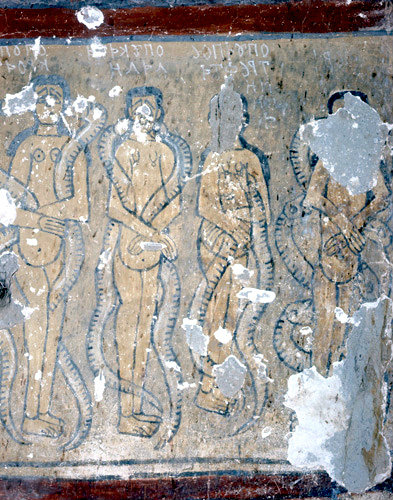 Turkey, Ihlara valley, the Yilan Kilise, 11th century, the Damned from The Last Supper  (women and serpents )