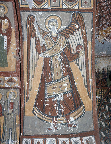 Turkey, Ihlara Valley, Yilan Kilise, 11th century, Archangel Michael  on the arch between the narthex and the nave