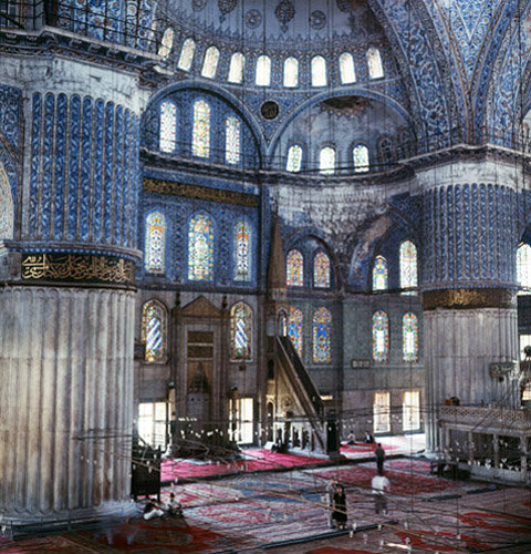 Turkey Istanbul The Sultan Ahmet Or Blue Mosque Interior