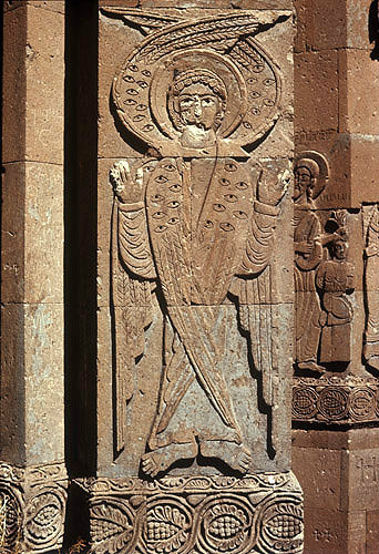 Turkey, Armenian Church on the Island of Achthamar on Lake Van, details of a Seraph on the west facade 915-921 AD