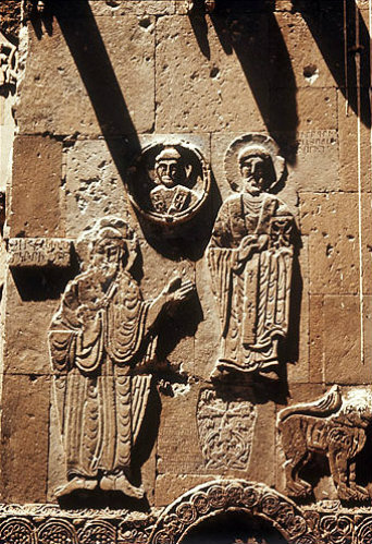 Turkey, Armenian Church on the Island of Achthamar on Lake Van, details of John the Baptist, St Gregory the Illuminator east facade 915-921 AD