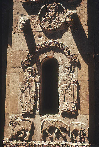 Turkey, Armenian Church on the Island of Achthamar on Lake Van, east facade, Adam and Saints Thaddeus and James 915-921 AD