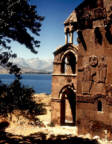Turkey, Armenian Church on the Island of Achthamar on Lake Van. 915-921 AD