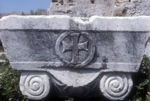 Cross on capital, sixth century, Ephesus, Turkey