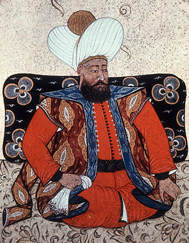 Sultan Beyazid I,  1389-1402, portrait from nineteenth century manuscript no 3109, Topkapi Palace Museum, Istanbul, Turkey