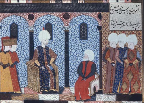 Suleyman interviewing Admiral Barbarossa, MSH1517, 1557, Topkapi Palace Museum, Istanbul, Turkey