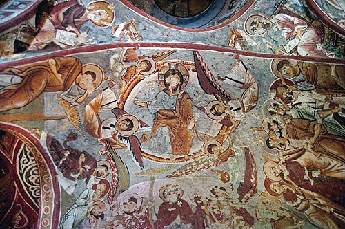 Christ ascending into Heaven, eleventh century, Cankli Kilisesi (Sandal Church) Goreme, Cappadocia, Turkey