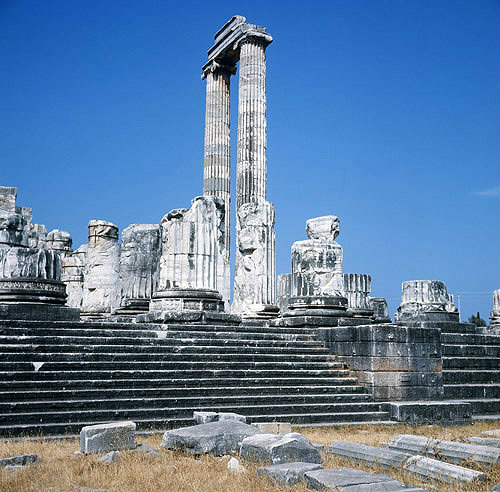 Temple of Apollo, 300 BC to second century AD, detail of north east aspect, Didyma, Turkey