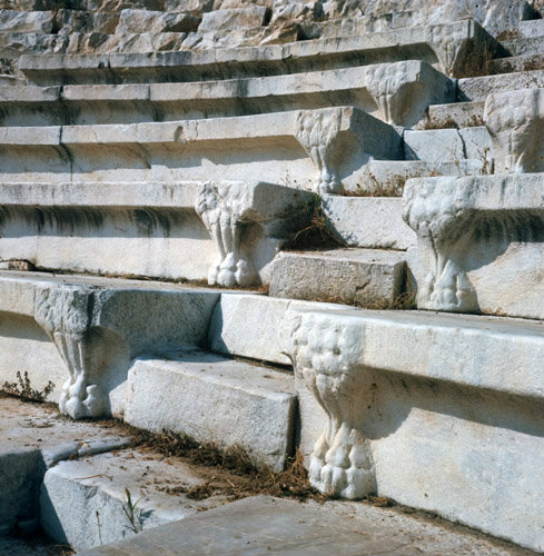 Turkey, Aphrodisias carved seat ends in the odeon