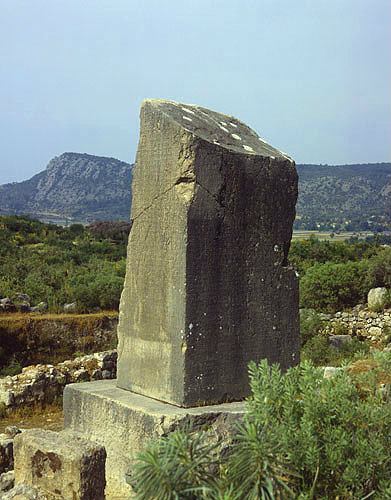 Turkey, Xanthos, Lycia, inscribed pillar, remains of 5th century BC tomb