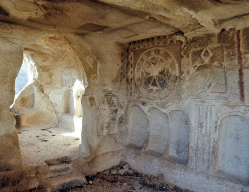 Carved crosses in rock-cut church, fifth century, Zelve valley, Cappadocia, Turkey