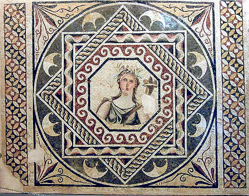 Demeter with cornucopia, third century Roman mosaic, Gaziantep, Zeugma mosaic museum, Turkey