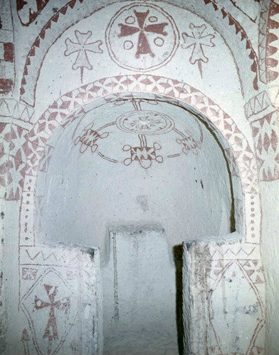 Chapel with crosses and geometric designs, eleventh century, Church of St Barbara, Goreme Valley, Cappadocia, Turkey
