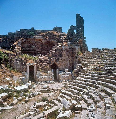 Ruins of Hellenistic theatre, Perge, Pamphylia, Turkey