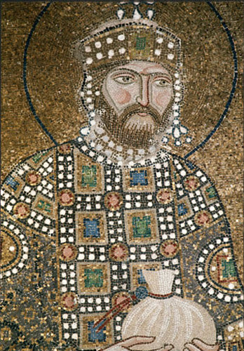Turkey Istanbul Hagia Sophia Constantine IX  detail from mosaic of Christ and the  Empress Zoe  12th century