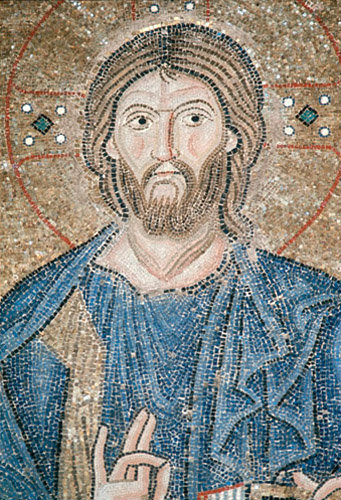 Turkey Istanbul Hagia Sophia mosaic of Christ detail in the South Gallery 11th century