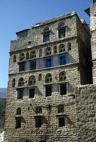 Facade of house, Jibla, Yemen