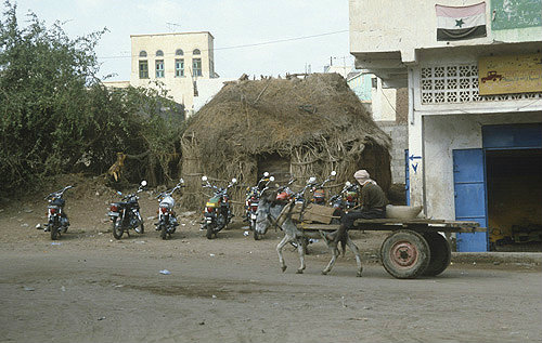 Donkey cart and motor bikes, Beit al Fakih, North Yemen