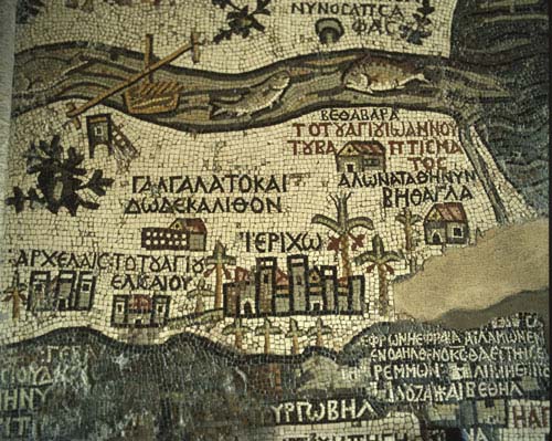 Madaba, 6th century mosaic map of the Holy Land, Church of St George, Madaba, Jordan