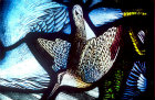 Snipe, Gilbert White Memorial Window of St Francis and the birds, Gascoyne and Hinks 1920, St Mary