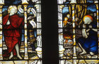 Christ appearing on the shore of Galilee after the resurrection window in Wells Cathedral