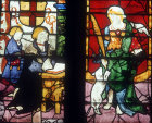 Agnes de Mettecoven and her husband, and St Agnes and her lamb, sixteenth century, Lichfield Cathedral, Staffordshire, England