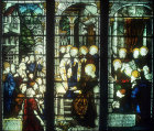 Saints Paul and Barnabas receiving money, nineteenth century, by C.E. Kempe, south nave aisle, Lichfield Cathedral, Staffordshire, England