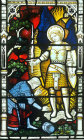 Joshua and the Angel of the Lord, window no.4, south nave aisle, twentieth century, Clayton and Bell, Exeter Cathedral, Devon, England