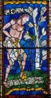Adam delving, 12th century stained glass, great west window Canterbury cathedral