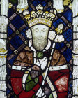 King Henry I Great West Window, Canterbury Cathedral, Kent, England, 15th century stained glass