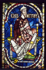Obed or Obeth son of Ruth and  Boaz, Grandfather to King David,  Great West Window,  Canterbury Cathedral, Kent, England, 12th century stained glass