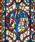 Lincoln Cathedral, east window of the south aisle an Apostle preaching 13th century stained glass