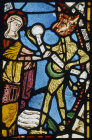 The Virgin taking the bond from satan, Lincoln Cathedral east window of north choir aisle 13th century stained glass