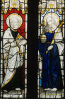 St Peter and Christ detail from window in the Church of St Neot Cornwall