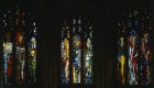 Roles of Christ, windows in Oundle School Chapel, designed by John Piper, made by Patrick Reyntiens,1955-56, Oundle, Northamptonshire, England