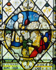 Melchizedek, High Priest giving bread and wine to Abraham after his defeat, twentieth century, Church of Saints Peter and Paul, Steeple Aston, Oxon