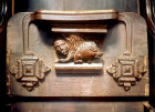 Misericord of a man and a boar, Great Malvern Priory, Worcestershire