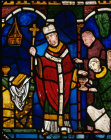 The Ordination of St Dunstan by Archbishop Odo, north quire triforium window III Canterbury Cathedral, 13th century stained glass