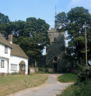 Church and cottages, village of Wendens Ambo, Uttlesford, Essex