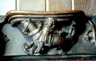 Misericord of the month of June, fifteenth century, a man hawking, Church of St Mary, Ripple, Worcestershire