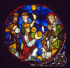 Adoration of the Magi,  south quire trifoirium,  Canterbury Cathedral, 13th century stained glass