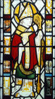 St Giles of Provence, hermit, died early eighth century, fifteenth century panel in east window of Church of St Giles, Northleigh, Devon, England