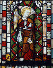 St Michael weighing a soul, fourteenth century, Church of St Michael and All Angels, Eaton Bishop, England