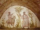 Balaam halted by angel, 4th century painting, Catacombs in Via Latina, Rome, Italy