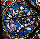 Elijah in the chariot, thirteenth century Bible Window, Corona Chapel, Canterbury Cathedral, Kent, England
