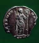 Constantine I, Roman Emperor, holding standard with monogram of Christ, coin, Bibliotheque Nationale, Paris, France
