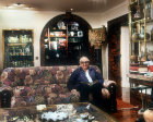 Shlomo Moussaieff in his apartment, surrounded by his collection of antiquities from the ancient near east