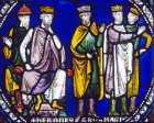 The Magi before Herod, detail of panel 33 Poor Mans Bible window no 1, Canterbury Cathedral, Canterbury, Kent, England