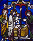 The Presentation of the Christ Child, Poor Mans Bible window no 1 panel 18, Canterbury Cathedral, Canterbury, Kent, England