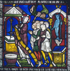 Christ and the Pagan Gods,  Poor Mans Bible window no 1 panel 34, Canterbury Cathedral, 13th century stained glass, Canterbury, Kent, England